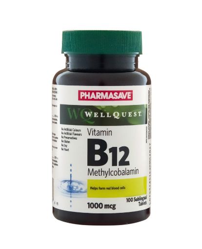 Picture of PHARMASAVE WELLQUEST VITAMIN B12 1000MCG SUBLINGUAL TABLETS 100S